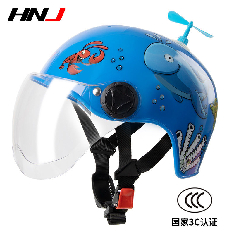 HNJ children's helmet electric motorcycle men and women children Winter baby Four Seasons battery car half helmet gray helmet