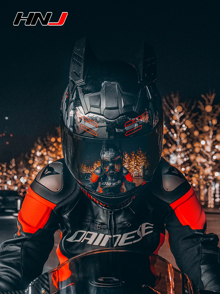 HNJ electric motorcycle helmet male motorcycle full helmet gray helmet summer couple knight female personality horns