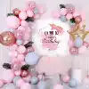 Baby 1st birthday girl hundred day party decoration pink background wall decoration balloon poster package