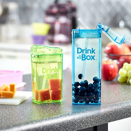 Кричащий дизайн напиток в коробке Прямоугольная пластиковая водяная чашка портативная чашка портативная соломенная чашка кв.