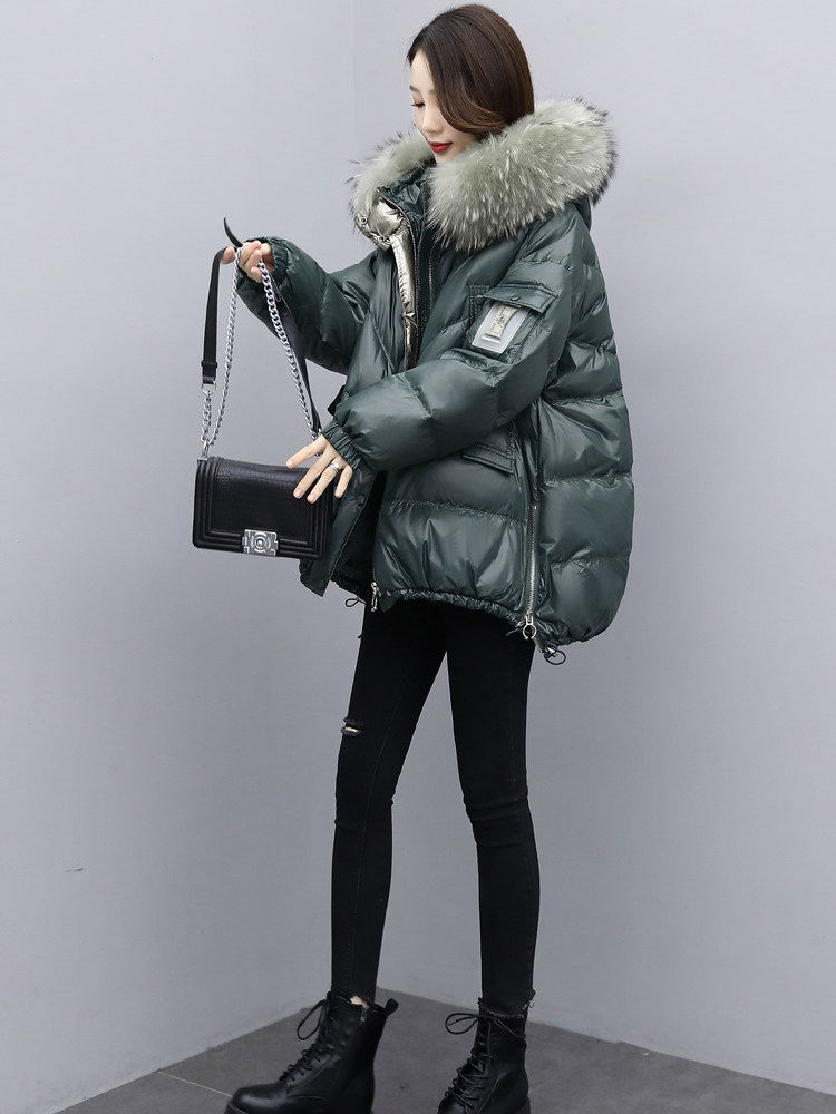 European Station New Winter 2022 Short Loose Ins Small Man 200 Jin Big Size Bright Down Cotton Cotton Cotton Women