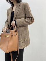 Welsh plaid wool suit classic quality high-force grid English woolen coat women