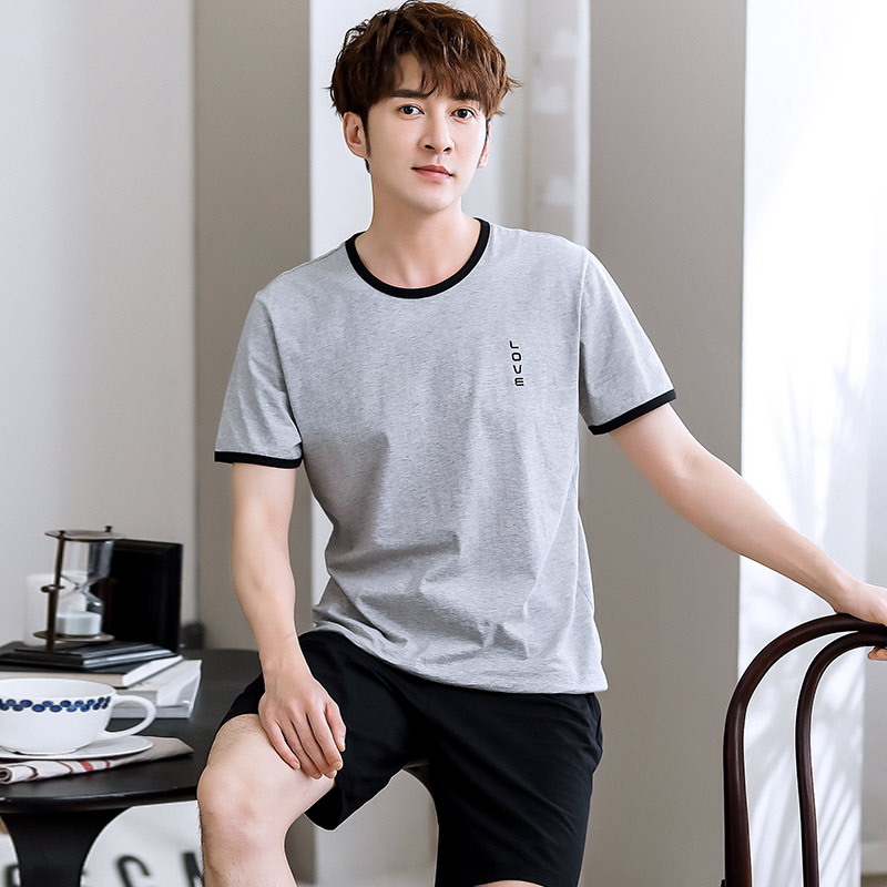 Mens đồ ngủ mùa hè cotton mens ngắn tay mỏng mens mùa hè bông kích thước lớn có thể mặc bộ quần áo về nhà.