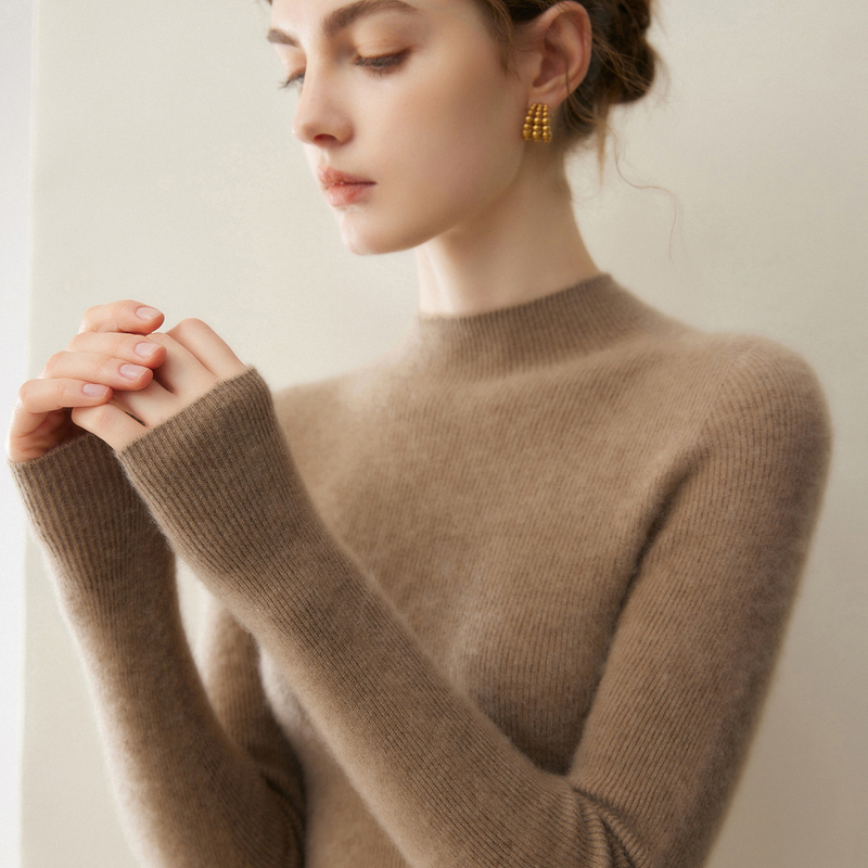 100% Pure Cashmere Base Layer Women's Half-Turtleneck Ready-To-Wear Autumn and Winter Slim Fit Inner Layer Soft Knit Sweater for Women 100% Pure Cashmere Base Layer Women's Half-Turtleneck Ready-To-Wear Autumn and Winter Slim Fit Inner Layer Soft Knit Sweater for Women