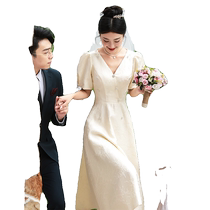 Engagement dress female bride wedding toast dress high-end certificate registration return dress can be worn in summer