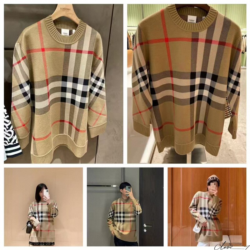 Burberry/Burberry New Irregular Color-Block Plaid Sweater for Women, Knitted Sweater for Men Burberry/Burberry New Irregular Color-Block Plaid Sweater for Women, Knitted Sweater for Men