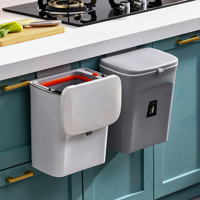 Kitchen trash can hanging slide double-layer kitchen waste storage large new home powder room storage paper basket