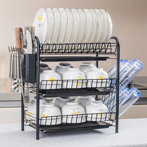 Kitchen rack for drying dishes dish rack drain rack three-layer bowl rack chopsticks storage box tableware storage rack