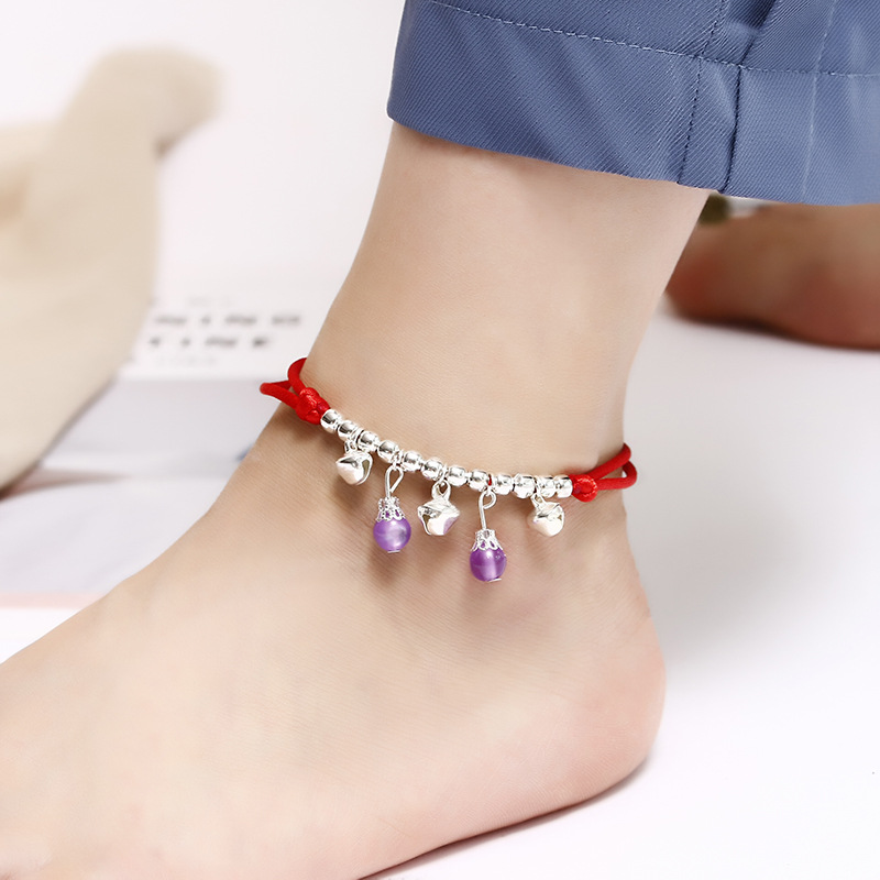 Năm sinh dây đỏ vòng chân nữ đơn giản chuông gợi cảm khóa an toàn handmade bạn gái gió đôi cửa hàng phụ kiện