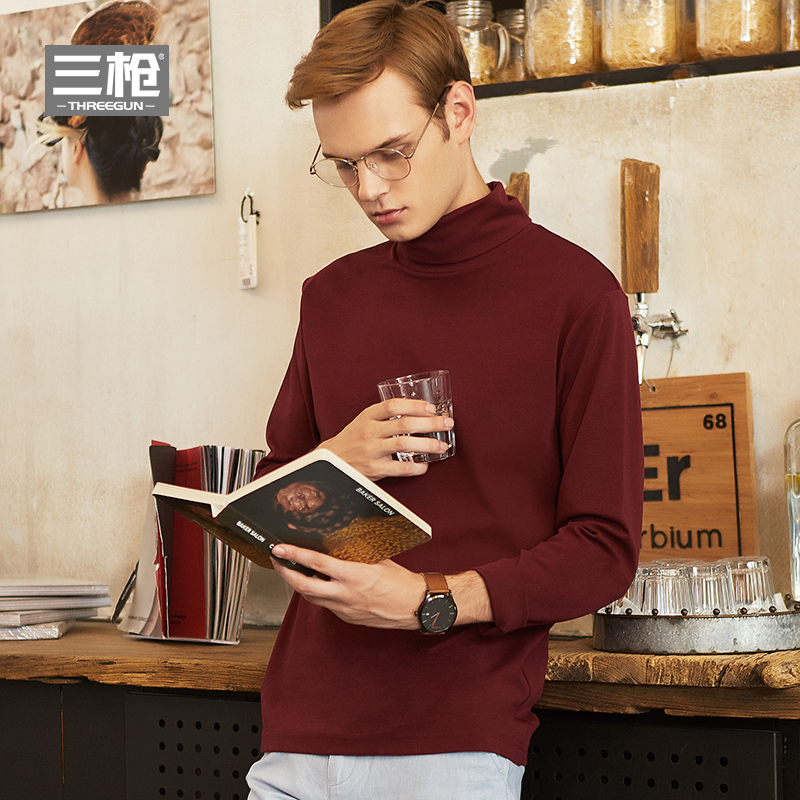 Three-gun bottoming shirt 2017 autumn and winter new long-staple modal cotton high-neck warm men's and women's bottoming shirt