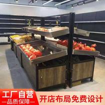 Supermarket stainless steel fruit shelf Vegetable display rack Fruit and vegetable island Duitou fresh multi-layer fruit store rack platform