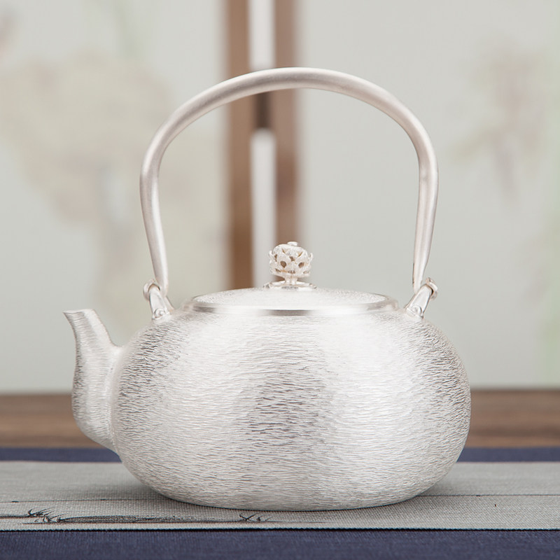 Silver kettle 999 kettle Stroke Frosted Silver Mattle Pure Silver Household with a Japanese hand - made teapot