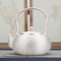 Silver Pot Sterling Silver 999 Kettle Horizontal Scrub Silver Pot Sterling Silver Household Kettle Japanese Handmade Tea Pot