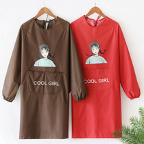 Apron household kitchen long-sleeved waterproof and oil-proof custom work reverse wear overcoat adult fashion female cooking waist