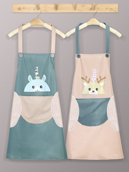 围裙女夏季防水防油专用卡通工作服2025新款网红围腰定制logo印字