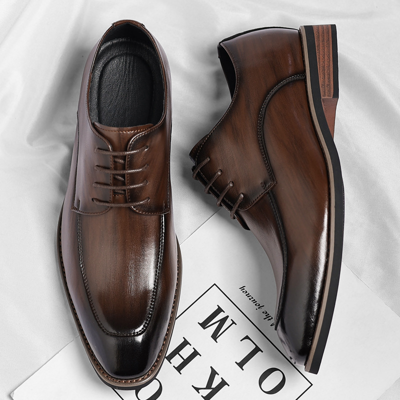 Large Size Square Toe Men's Derby Leather Shoes for Work, Business Casual, Formal Wear, Wedding Groom Men's Shoes 46 47 48