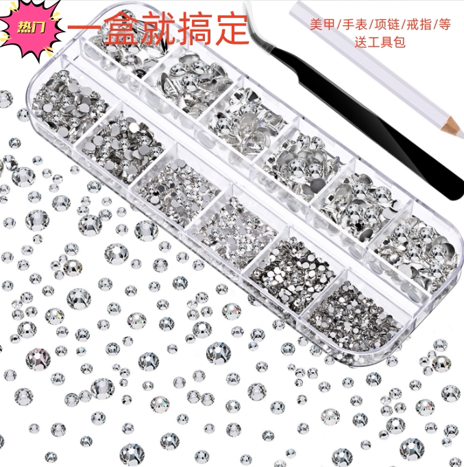 12 Kinds of Universal Specifications Rhinestone Boxed Manicure Flats Bottom Diamond Glass Special-Shaped Diamond DIY Drop Diamond Repair Rhinestone Jewelry