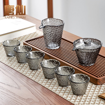 Heat-resistant glass household simple whole set of kung fu tea set living room office hospitality hammer tea cup small set tea maker