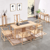Ash wood tea table Solid wood tea table and chair combination New Chinese style simple Zen tea set high-end tea room tea table