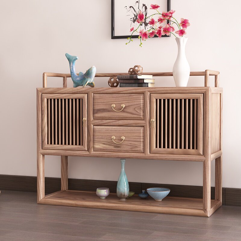 Old Elm Wood Dining Side Cabinet Modern Solid Wood Genguan Cabinet Tea Room Tea Water Cabinet New Chinese Style 2021 New Restaurant Lockers-Taobao