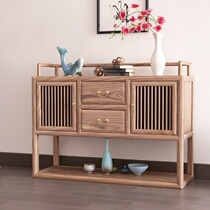 Old elm dining side cabinet Modern solid wood entrance cabinet tea room tea cabinet New Chinese style 2021 new restaurant locker