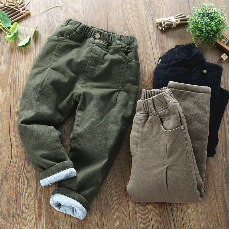 Boy Thickened Casual Pants 2021 Winter Children's nip Cotton Supper pants for large children Warm Winter Cotton Pants