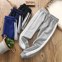 Boy Spring Autumn Sports Pants 2020 Spring Clothing Children Pure Cotton Woolen Sweatpants Single Pants Large Children Casual Pants Trousers Long Pants