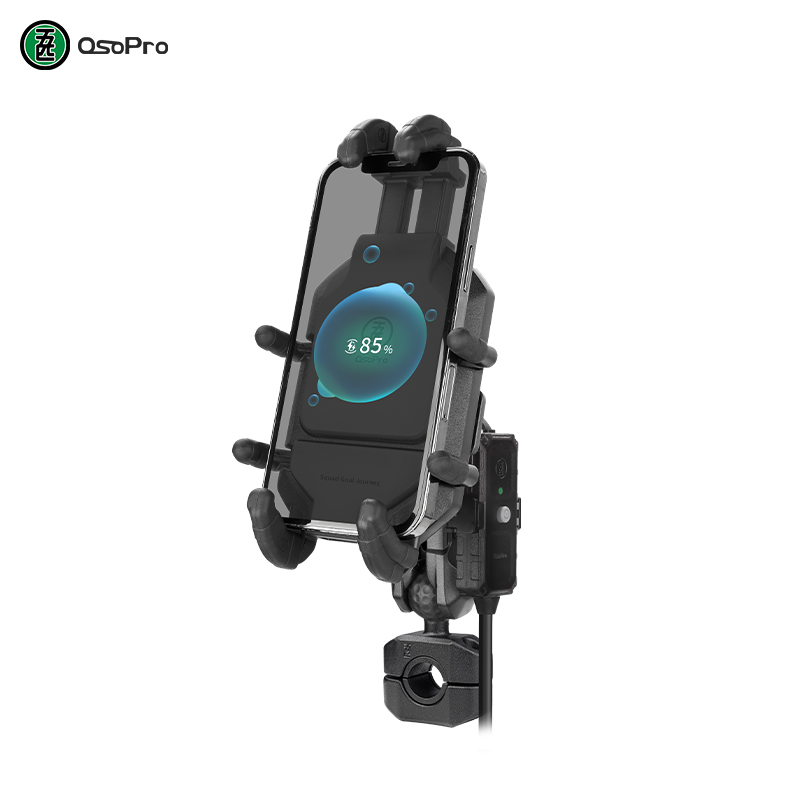 Five posopro motorcycle mobile phone bracket riding charging mojourn equipped with shock absorbing plate tightening hoop A shell handlebar used-Taobao