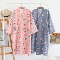 Spring and summer thin-style all-cotton cloth sleeping robes sleeping dresses long bathrobes and bathrobe chaise lace-up Grand code Home Sleeping Clothes