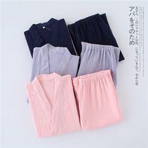 Spring Summer Day style men and women full cotton crepe cloth soft home clothes and wind retro lovers air conditioning suit big code pyjamas