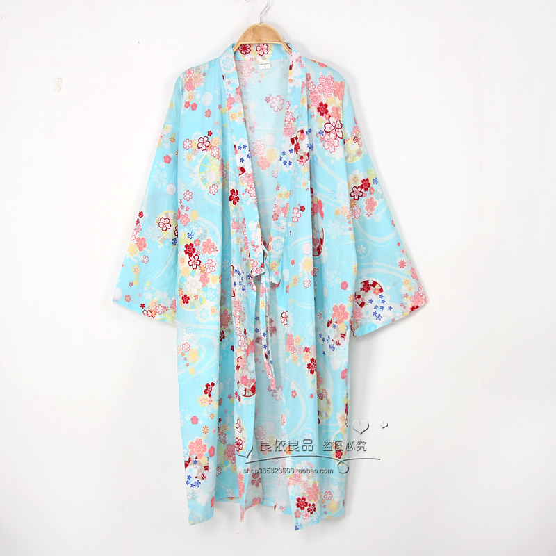 Silk loose-fitting mens áo choàng tắm bằng gạc mỡ mới 2018 pajama kimono kiểu dài tay áo cô gái mùa hè tươi.