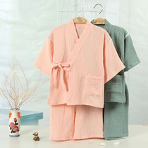 Male And Female Childrens Home Suits Summer Fall Baby Pure Cotton Cotton Cloth Hanfu Pyjamas Pyjamas Children Air Conditioning Day Style Kimono