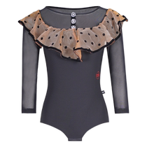 Danbaoluo modern dance training clothes three-dimensional lace classic round neck womens high-end brand waltz dance top