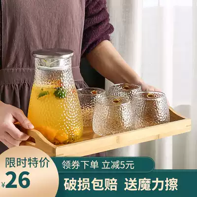 Japanese hammered glass cold kettle set home thickened heat-resistant creative Cup with block cool water cup kettle