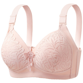 Thin breathable hole middle-aged and elderly women's bra comfortable mother's wireless underwear lace middle-aged women's push-up bra