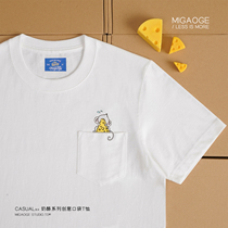Spring summer 2021 cheese creative pocket simple thick Joker cotton loose original short sleeve T-shirt men