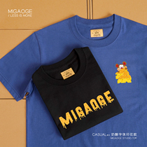 2021 spring summer thick new fashion design cotton cheese print loose short sleeve couple T-shirt