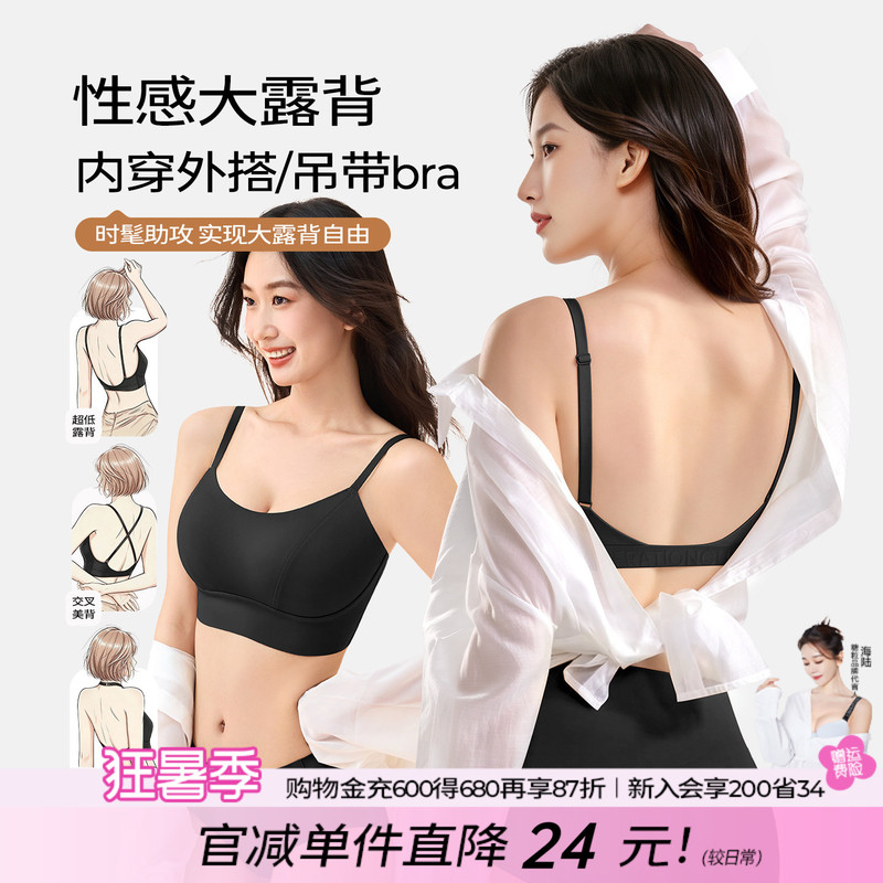 Seamless Spaghetti Strap Bra with Beautiful Back Design, Large Backless Halter Neck, Plus Size, Minimizes Large Bust, Anti-Sagging, Thin Bra Seamless Spaghetti Strap Bra with Beautiful Back Design, Large Backless Halter Neck, Plus Size, Minimizes Large Bust, Anti-Sagging, Thin Bra