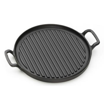 Thickened Old Beijing Grilled Meat Griddle, Cast Iron Round Striped Griddle, Steak Frying Pan, Barbecue Pan, Korean-Style Teppanyaki Pan