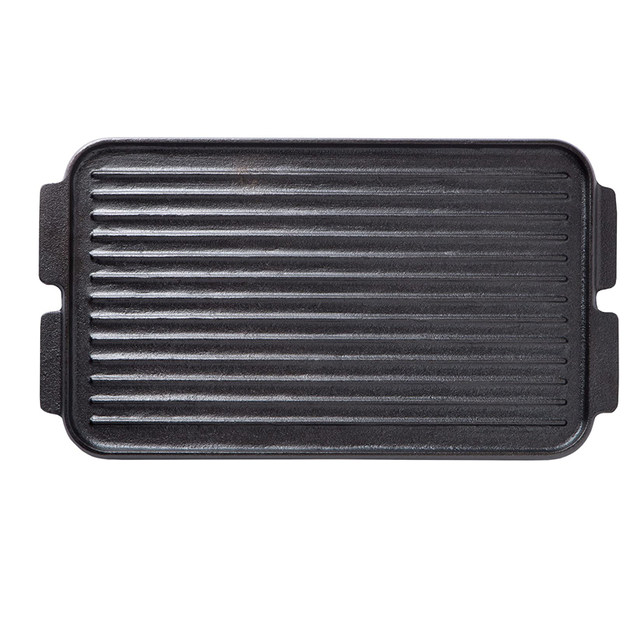 Teppanyaki Plate Cast Iron Household Outdoor Rectangular Barbecue Pot Steak Octopus Barbecue Double-Sided Barbecue Plate Gas Stove