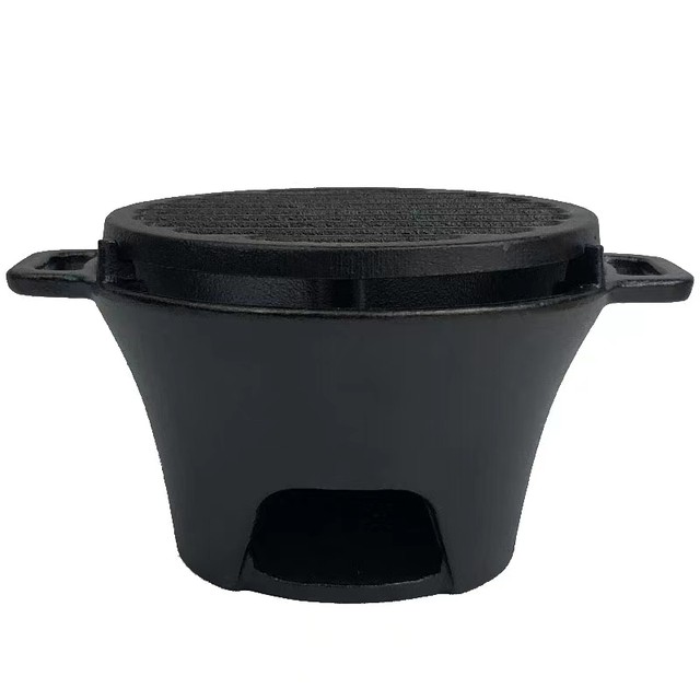American-Style Uncoated Small Cast Iron Barbecue Grill Charcoal Commercial Indoor Outdoor Camping Barbecue for One Person