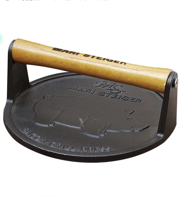 BBQ cast iron pressure plate pan pressure plate iron plate steak pressure plate Western food fried meat pressure plate 16CM with stripes