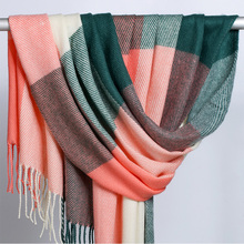 原宿格子围巾女秋冬季韩版长款