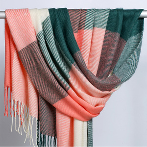 原宿格子围巾女秋冬季韩版长款