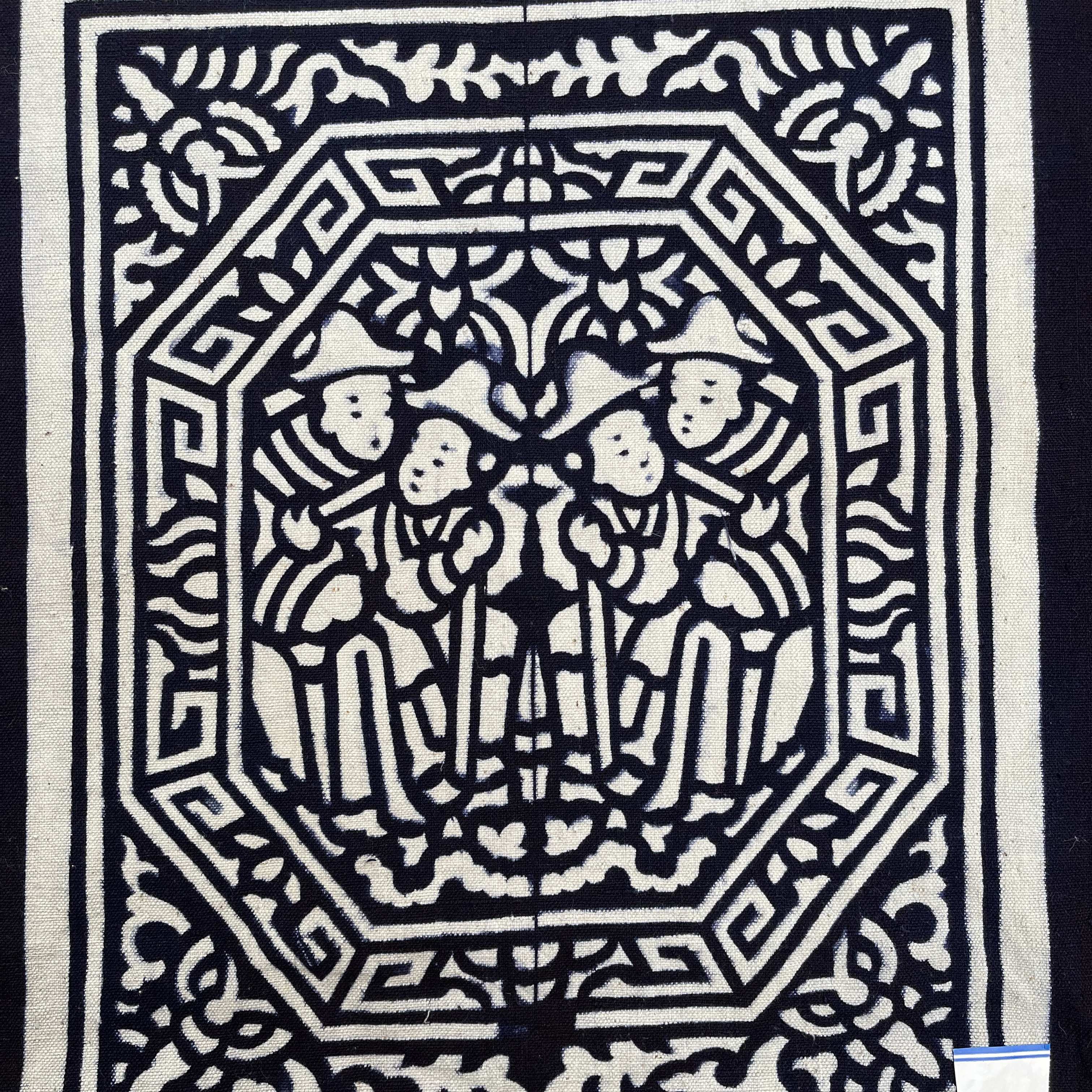 Blue clip Valerian Indigo traditional handcraft DIY patchwork fabric plant dye