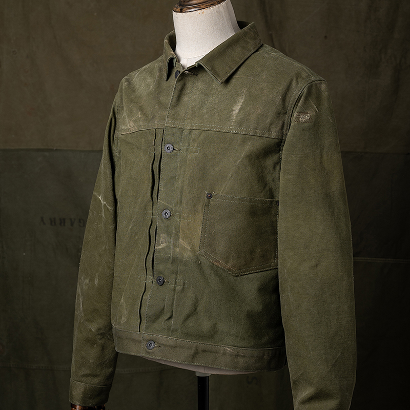 Hdk (Hai Jue) Remake Antique Saddlebag Military Fabric Battle 506Xx Short Wide Drop Shoulder Os Fit