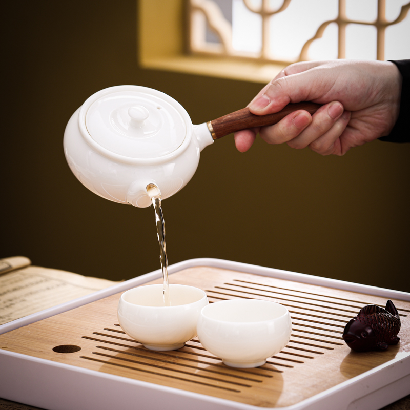White porcelain Yukung fu tea set side teapot cover cup fair cup household office combination tea set