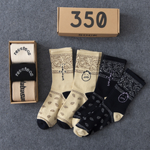 ins trend totem middle cylinder socks male waist flower fruit personality pattern long socks European and American hip-hop street tide socks autumn