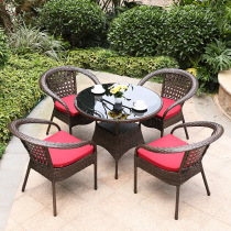 Outdoor Rattan Chair Table And Chairs Combined Patio Garden Garden Open-air Balcony Small Tea Table Casual Rattan table and chairs Three-five sets