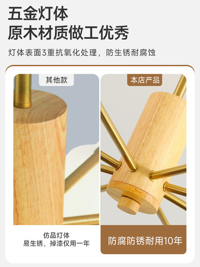 Living Room Main Light Chandelier Cream Wood Style Lighting 2026 New Japanese Style Bedroom Dining Room Persimmon Cotton Lamp